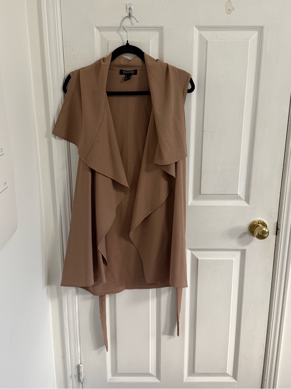 Revamped Taupe Open-Front Draped Tunic
